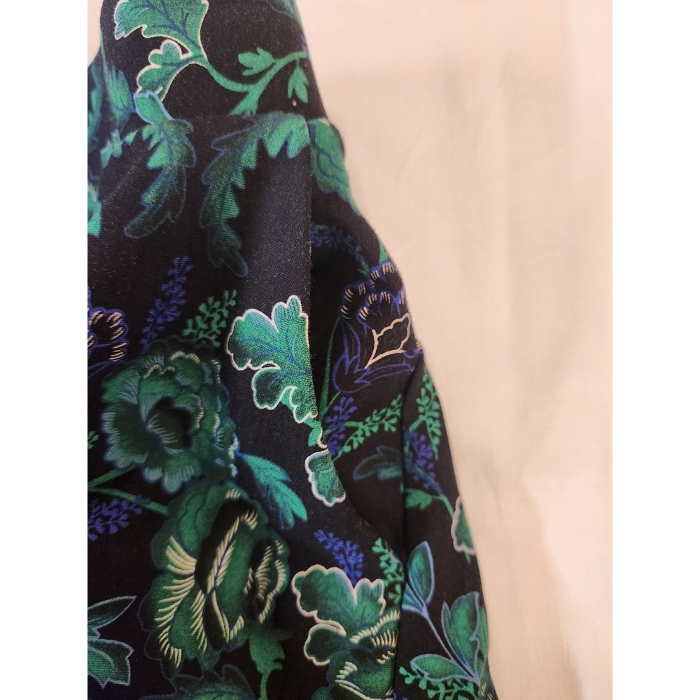 Torrid Skater Skirt Womens 2R Green Purple Floral Damask Ponte Knit Flare Mini - Picture 10 of 13